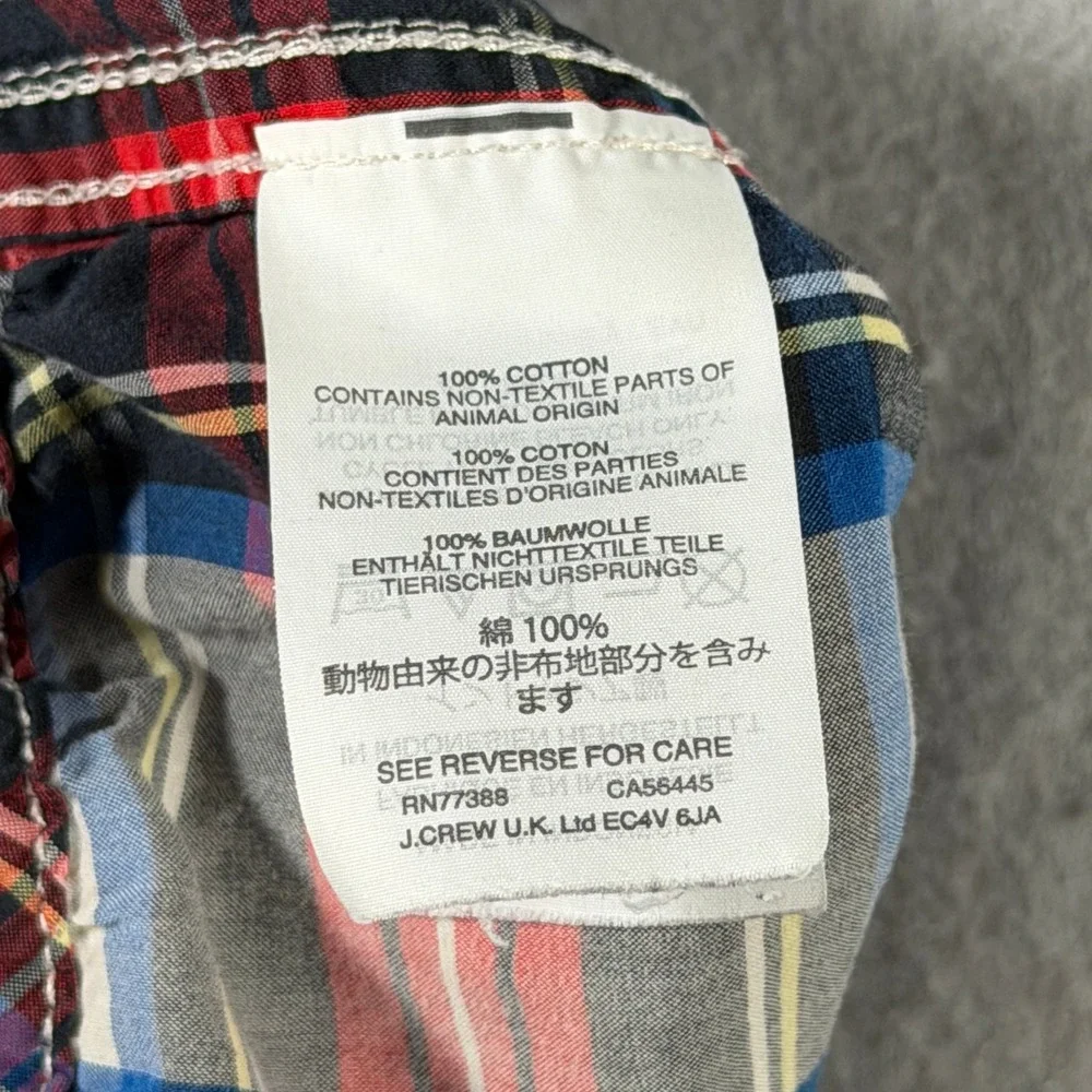 J.Crew Mens Plaid Pajama Pants Red Blue White Cotton Drawstring Size M